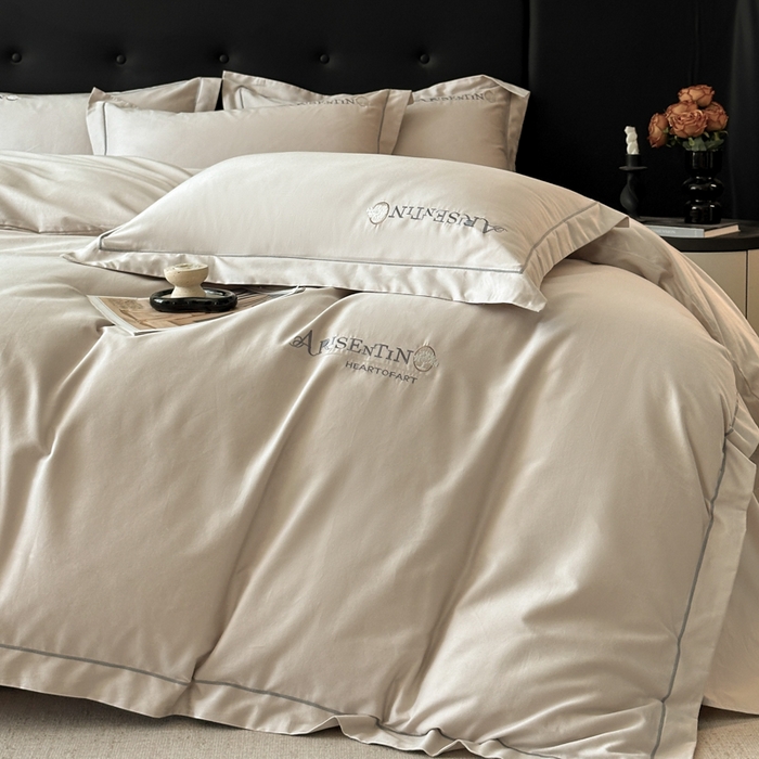 91家纺网 家纺一手货源 找家纺 小叮当家纺仓储工厂店 2025新款(买家秀 不断货)A类全棉长绒棉纯棉加厚刺绣磨毛四件套-邂逅 邂逅-钛银灰