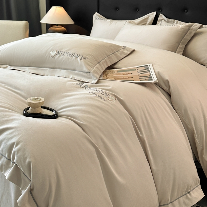 91家纺网 家纺一手货源 找家纺 小叮当家纺仓储工厂店 2025新款(买家秀 不断货)A类全棉长绒棉纯棉加厚刺绣磨毛四件套-邂逅 邂逅-钛银灰