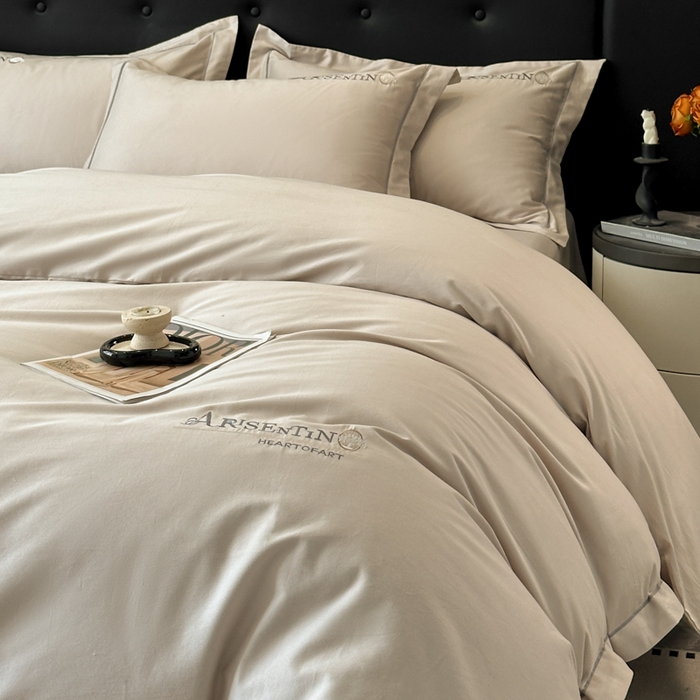 91家纺网 家纺一手货源 找家纺 小叮当家纺仓储工厂店 2025新款(买家秀 不断货)A类全棉长绒棉纯棉加厚刺绣磨毛四件套-邂逅 邂逅-钛银灰