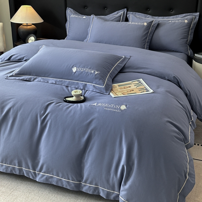 91家纺网 家纺一手货源 找家纺 小叮当家纺仓储工厂店 2025新款(买家秀 不断货)A类全棉长绒棉纯棉加厚刺绣磨毛四件套-邂逅 邂逅-巴黎蓝