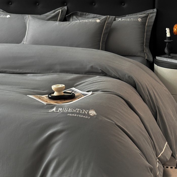 91家纺网 家纺一手货源 找家纺 小叮当家纺仓储工厂店 2025新款(买家秀 不断货)A类全棉长绒棉纯棉加厚刺绣磨毛四件套-邂逅 邂逅-气质灰