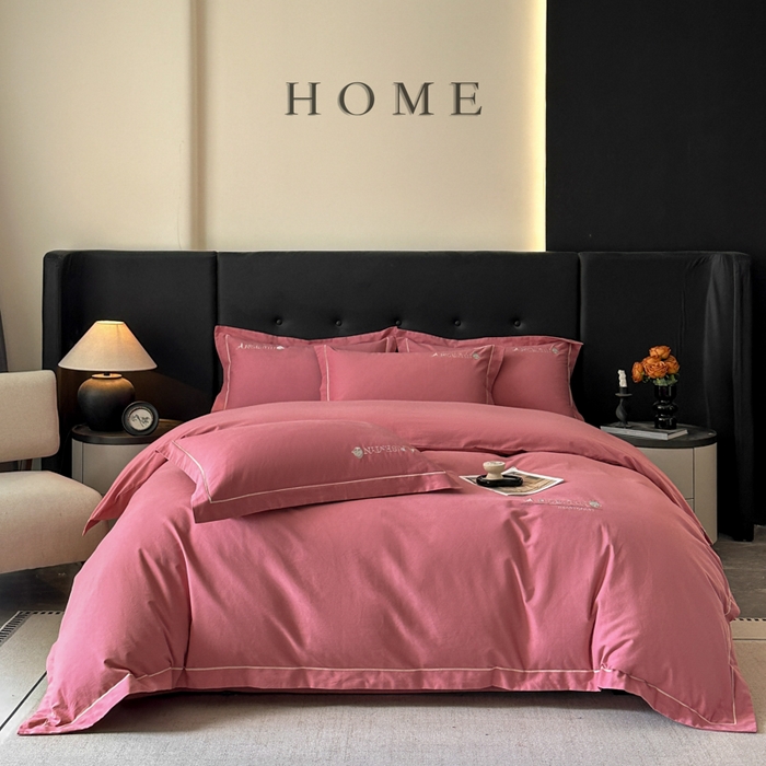 91家纺网 家纺一手货源 找家纺 小叮当家纺仓储工厂店 2025新款(买家秀 不断货)A类全棉长绒棉纯棉加厚刺绣磨毛四件套-邂逅 邂逅-蜜豆红