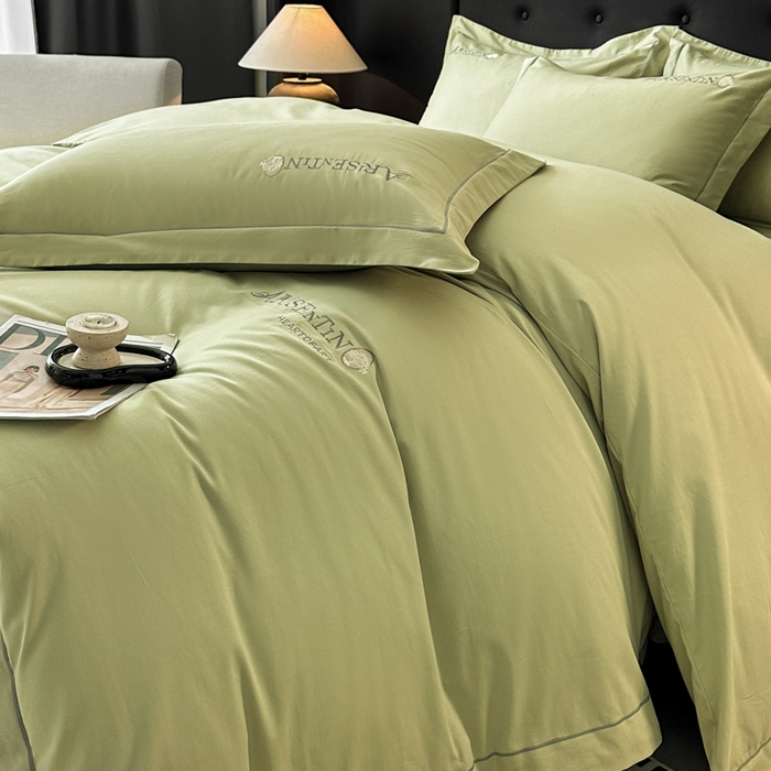 91家纺网 家纺一手货源 找家纺 小叮当家纺仓储工厂店 2025新款(买家秀 不断货)A类全棉长绒棉纯棉加厚刺绣磨毛四件套-邂逅 邂逅-流沙绿