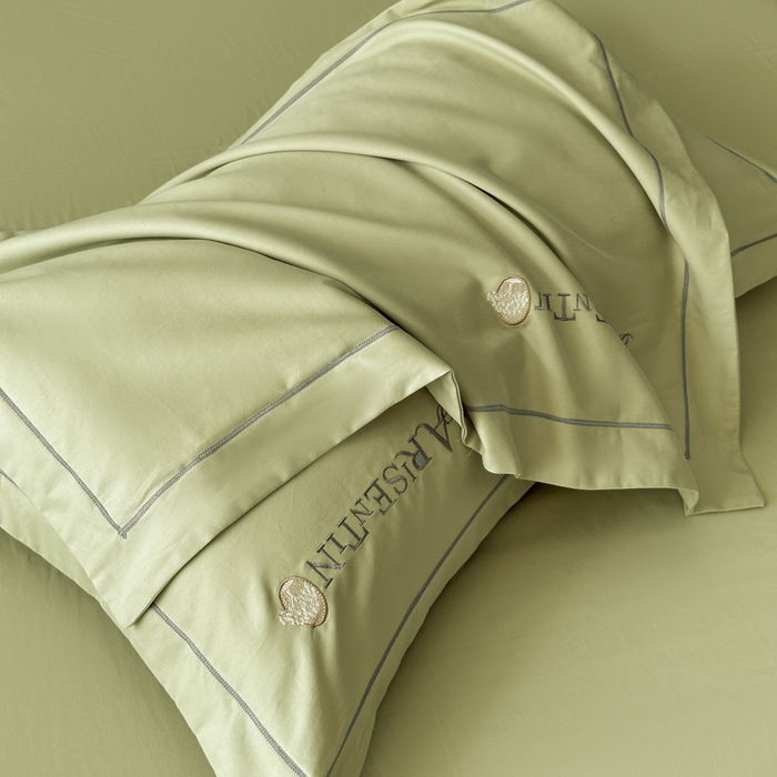 91家纺网 家纺一手货源 找家纺 小叮当家纺仓储工厂店 2025新款(买家秀 不断货)A类全棉长绒棉纯棉加厚刺绣磨毛四件套-邂逅 邂逅-流沙绿