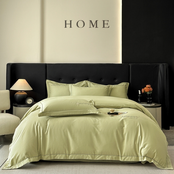 91家纺网 家纺一手货源 找家纺 小叮当家纺仓储工厂店 2025新款(买家秀 不断货)A类全棉长绒棉纯棉加厚刺绣磨毛四件套-邂逅 邂逅-流沙绿