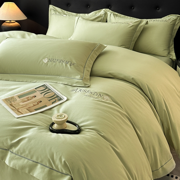 91家纺网 家纺一手货源 找家纺 小叮当家纺仓储工厂店 2025新款(买家秀 不断货)A类全棉长绒棉纯棉加厚刺绣磨毛四件套-邂逅 邂逅-流沙绿