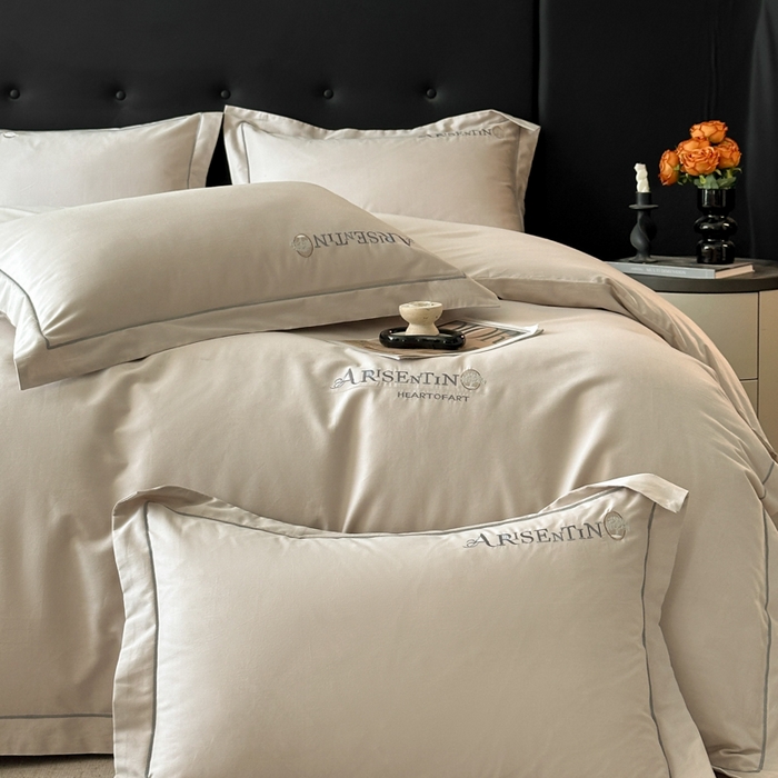 91家纺网 家纺一手货源 找家纺 小叮当家纺仓储工厂店 2025新款(买家秀 不断货)A类全棉长绒棉纯棉加厚刺绣磨毛四件套-邂逅 邂逅-钛银灰