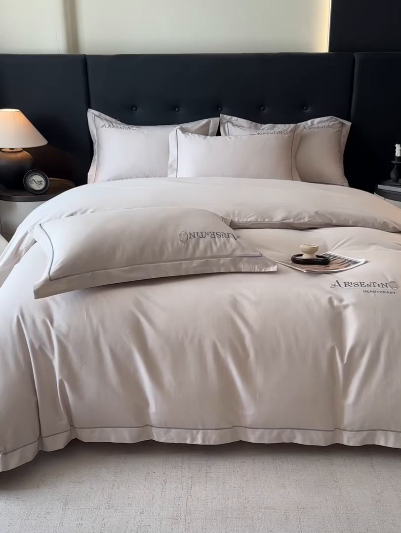 91家纺网 家纺一手货源 找家纺 小叮当家纺仓储工厂店 2025新款(买家秀 不断货)A类全棉长绒棉纯棉加厚刺绣磨毛四件套-邂逅 邂逅-钛银灰