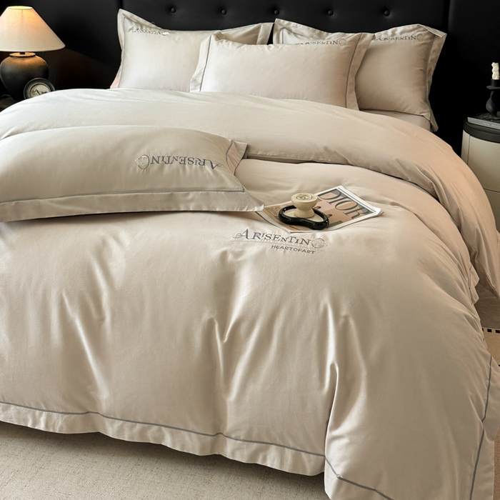 91家纺网 家纺一手货源 找家纺 小叮当家纺仓储工厂店 2025新款(买家秀 不断货)A类全棉长绒棉纯棉加厚刺绣磨毛四件套-邂逅 邂逅-钛银灰