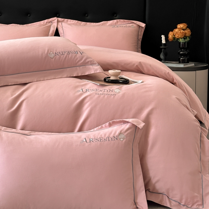 91家纺网 家纺一手货源 找家纺 小叮当家纺仓储工厂店 2025新款(买家秀 不断货)A类全棉长绒棉纯棉加厚刺绣磨毛四件套-邂逅 邂逅-露娜粉