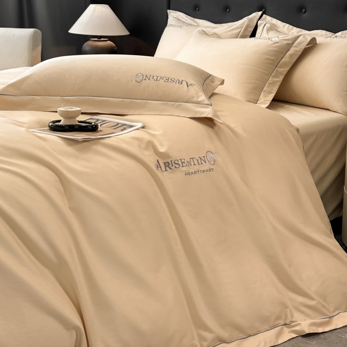 91家纺网 家纺一手货源 找家纺 小叮当家纺仓储工厂店 2025新款(买家秀 不断货)A类全棉长绒棉纯棉加厚刺绣磨毛四件套-邂逅 邂逅-琥珀金