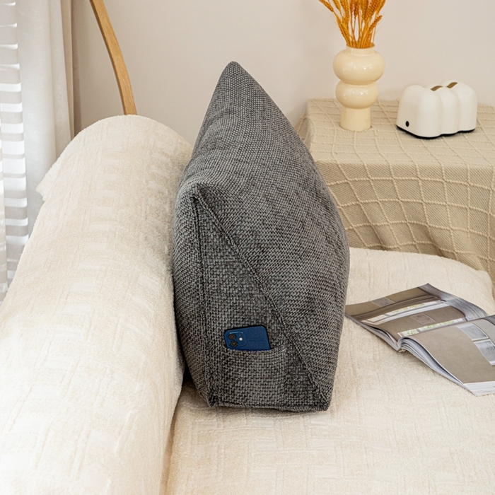 91家纺网 家纺一手货源 找家纺 沐沐家纺 2026新款十字绒三角靠背 碳黑黑