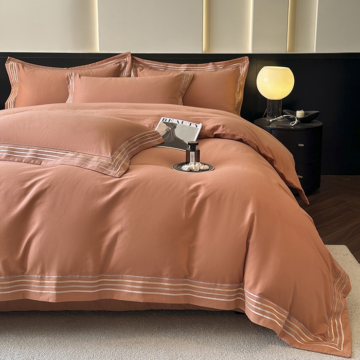 91家纺网 家纺一手货源 找家纺 小叮当家纺仓储工厂店 2025新款A类(买家秀 不断货)全棉纯棉长绒棉纯棉加厚刺绣磨毛四件套-千浔系列 千浔-爱玛橙