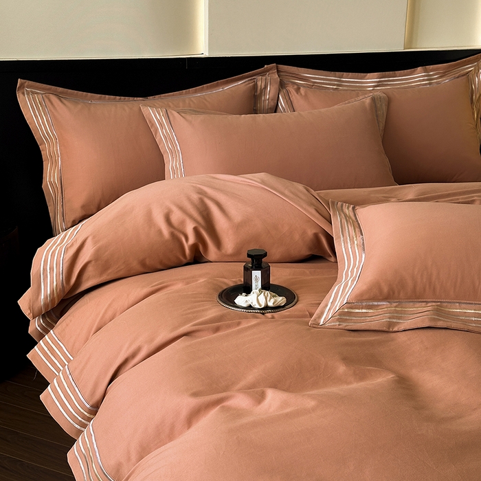 91家纺网 家纺一手货源 找家纺 小叮当家纺仓储工厂店 2025新款A类(买家秀 不断货)全棉纯棉长绒棉纯棉加厚刺绣磨毛四件套-千浔系列 千浔-爱玛橙