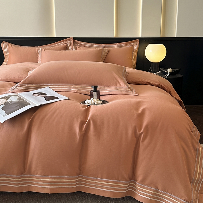 91家纺网 家纺一手货源 找家纺 小叮当家纺仓储工厂店 2025新款A类(买家秀 不断货)全棉纯棉长绒棉纯棉加厚刺绣磨毛四件套-千浔系列 千浔-爱玛橙