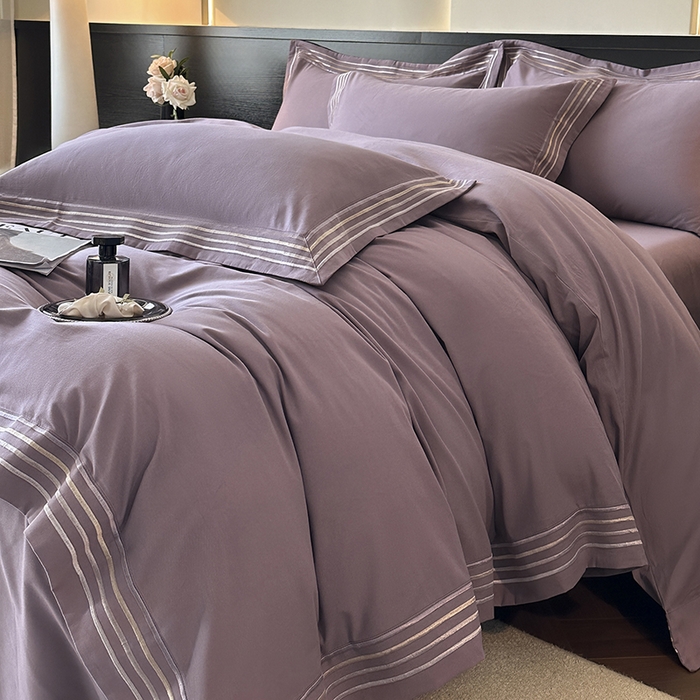 91家纺网 家纺一手货源 找家纺 小叮当家纺仓储工厂店 2025新款A类(买家秀 不断货)全棉纯棉长绒棉纯棉加厚刺绣磨毛四件套-千浔系列 千浔-罗兰紫