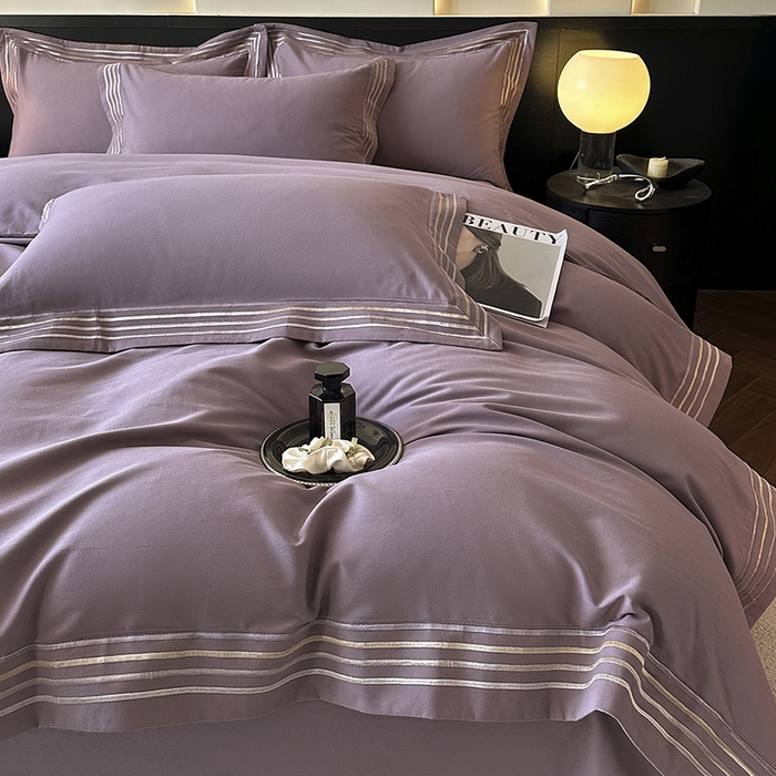 91家纺网 家纺一手货源 找家纺 小叮当家纺仓储工厂店 2025新款A类(买家秀 不断货)全棉纯棉长绒棉纯棉加厚刺绣磨毛四件套-千浔系列 千浔-罗兰紫