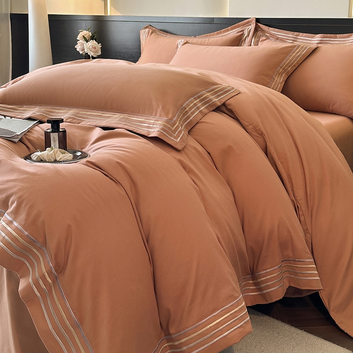 91家纺网 家纺一手货源 找家纺 小叮当家纺仓储工厂店 2025新款A类(买家秀 不断货)全棉纯棉长绒棉纯棉加厚刺绣磨毛四件套-千浔系列 千浔-爱玛橙