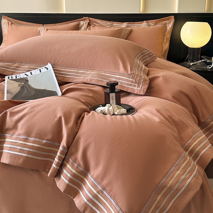 91家纺网 家纺一手货源 找家纺 小叮当家纺仓储工厂店 2025新款A类(买家秀 不断货)全棉纯棉长绒棉纯棉加厚刺绣磨毛四件套-千浔系列 千浔-爱玛橙