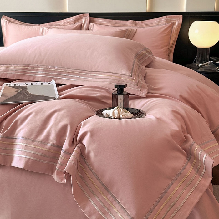 91家纺网 家纺一手货源 找家纺 小叮当家纺仓储工厂店 2025新款A类(买家秀 不断货)全棉纯棉长绒棉纯棉加厚刺绣磨毛四件套-千浔系列 千浔-霓虹粉