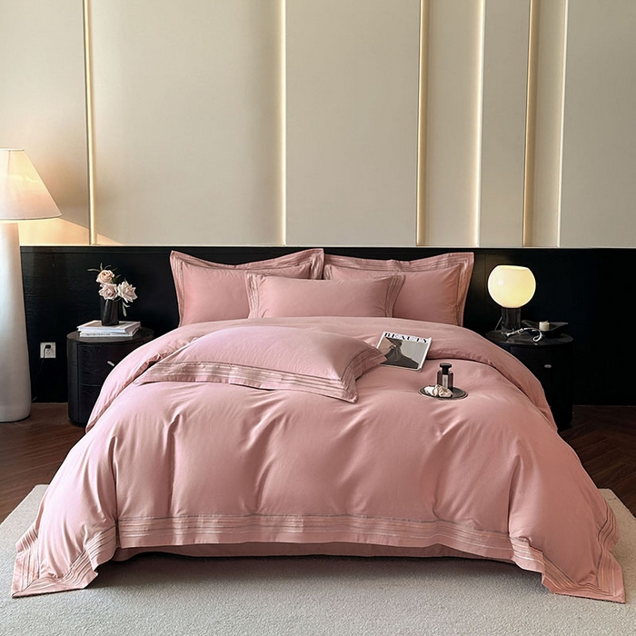 91家纺网 家纺一手货源 找家纺 小叮当家纺仓储工厂店 2025新款A类(买家秀 不断货)全棉纯棉长绒棉纯棉加厚刺绣磨毛四件套-千浔系列 千浔-霓虹粉