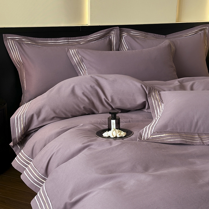 91家纺网 家纺一手货源 找家纺 小叮当家纺仓储工厂店 2025新款A类(买家秀 不断货)全棉纯棉长绒棉纯棉加厚刺绣磨毛四件套-千浔系列 千浔-罗兰紫