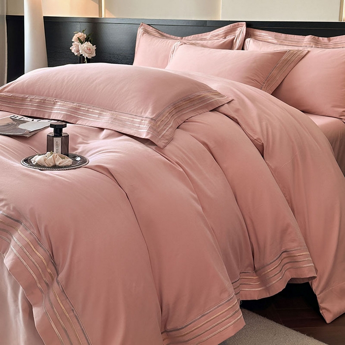 91家纺网 家纺一手货源 找家纺 小叮当家纺仓储工厂店 2025新款A类(买家秀 不断货)全棉纯棉长绒棉纯棉加厚刺绣磨毛四件套-千浔系列 千浔-霓虹粉