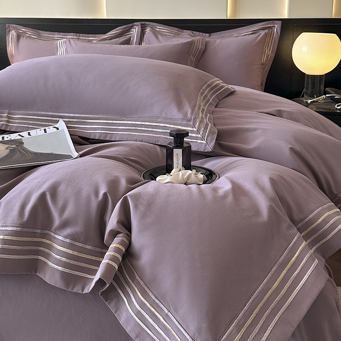 91家纺网 家纺一手货源 找家纺 小叮当家纺仓储工厂店 2025新款A类(买家秀 不断货)全棉纯棉长绒棉纯棉加厚刺绣磨毛四件套-千浔系列 千浔-罗兰紫