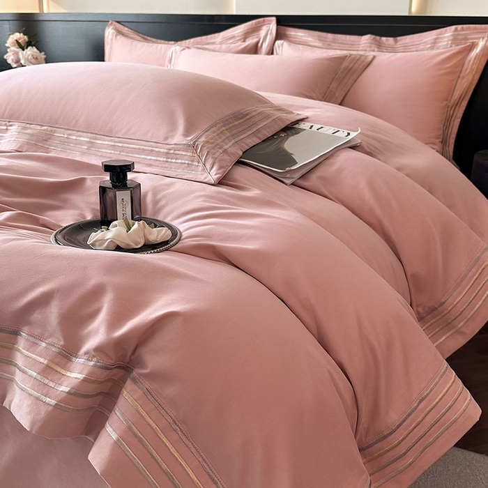 91家纺网 家纺一手货源 找家纺 小叮当家纺仓储工厂店 2025新款A类(买家秀 不断货)全棉纯棉长绒棉纯棉加厚刺绣磨毛四件套-千浔系列 千浔-霓虹粉