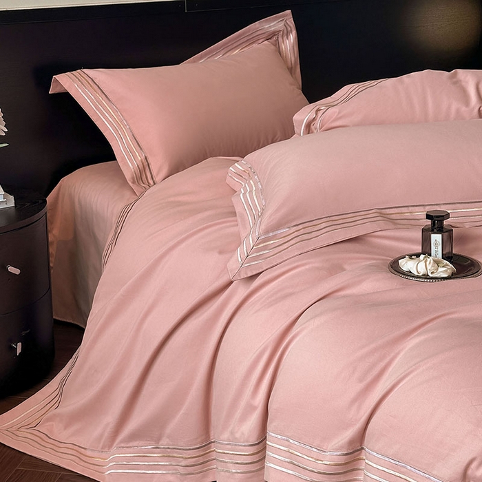 91家纺网 家纺一手货源 找家纺 小叮当家纺仓储工厂店 2025新款A类(买家秀 不断货)全棉纯棉长绒棉纯棉加厚刺绣磨毛四件套-千浔系列 千浔-霓虹粉