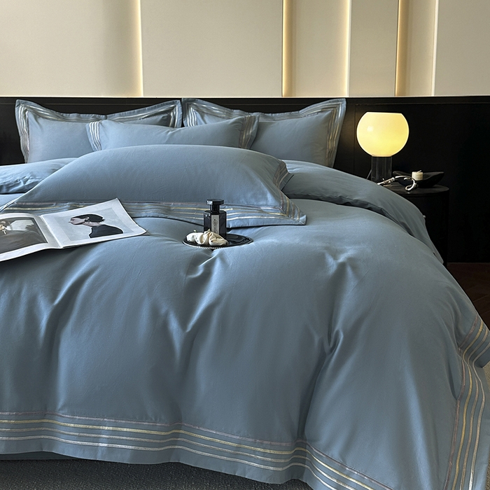 91家纺网 家纺一手货源 找家纺 小叮当家纺仓储工厂店 2025新款A类(买家秀 不断货)全棉纯棉长绒棉纯棉加厚刺绣磨毛四件套-千浔系列 千浔-蔚蓝