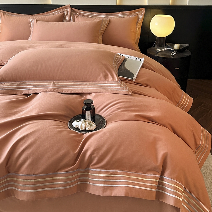 91家纺网 家纺一手货源 找家纺 小叮当家纺仓储工厂店 2025新款A类(买家秀 不断货)全棉纯棉长绒棉纯棉加厚刺绣磨毛四件套-千浔系列 千浔-爱玛橙