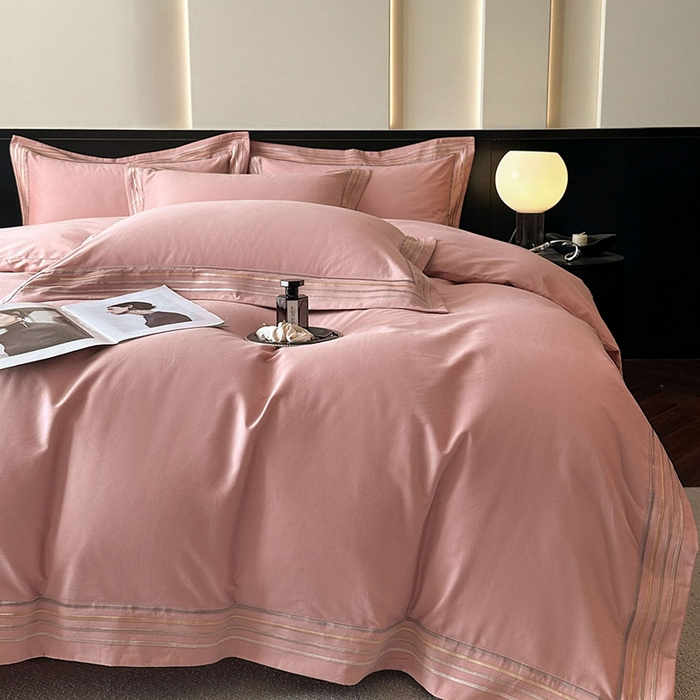 91家纺网 家纺一手货源 找家纺 小叮当家纺仓储工厂店 2025新款A类(买家秀 不断货)全棉纯棉长绒棉纯棉加厚刺绣磨毛四件套-千浔系列 千浔-霓虹粉