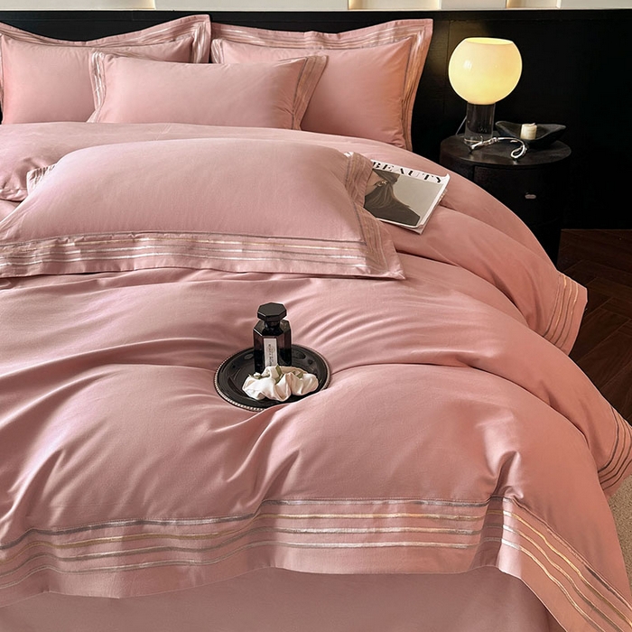 91家纺网 家纺一手货源 找家纺 小叮当家纺仓储工厂店 2025新款A类(买家秀 不断货)全棉纯棉长绒棉纯棉加厚刺绣磨毛四件套-千浔系列 千浔-霓虹粉