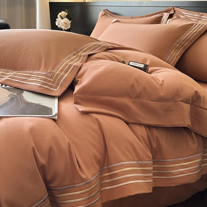 91家纺网 家纺一手货源 找家纺 小叮当家纺仓储工厂店 2025新款A类(买家秀 不断货)全棉纯棉长绒棉纯棉加厚刺绣磨毛四件套-千浔系列 千浔-爱玛橙