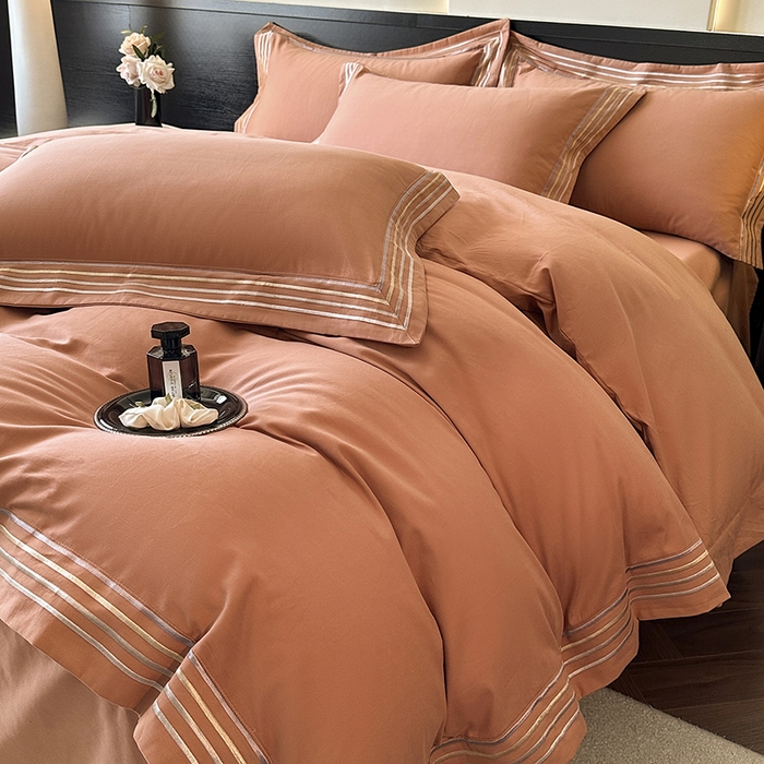 91家纺网 家纺一手货源 找家纺 小叮当家纺仓储工厂店 2025新款A类(买家秀 不断货)全棉纯棉长绒棉纯棉加厚刺绣磨毛四件套-千浔系列 千浔-爱玛橙