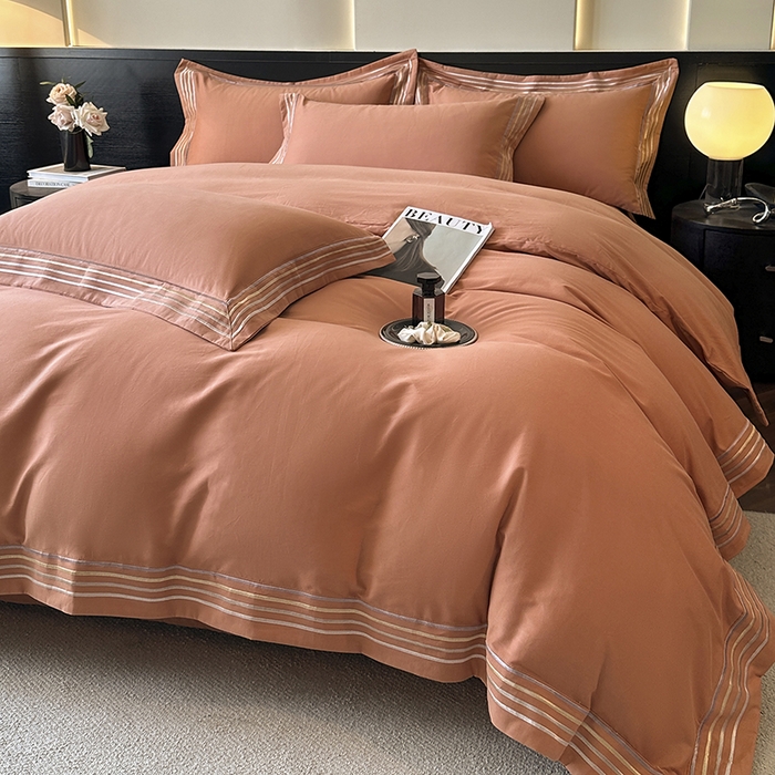 91家纺网 家纺一手货源 找家纺 小叮当家纺仓储工厂店 2025新款A类(买家秀 不断货)全棉纯棉长绒棉纯棉加厚刺绣磨毛四件套-千浔系列 千浔-爱玛橙