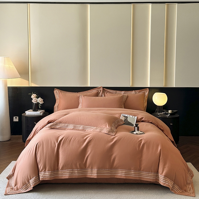 91家纺网 家纺一手货源 找家纺 小叮当家纺仓储工厂店 2025新款A类(买家秀 不断货)全棉纯棉长绒棉纯棉加厚刺绣磨毛四件套-千浔系列 千浔-爱玛橙