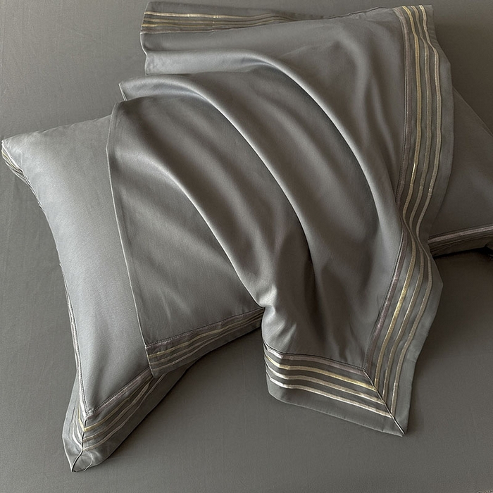 91家纺网 家纺一手货源 找家纺 小叮当家纺仓储工厂店 2025新款A类(买家秀 不断货)全棉纯棉长绒棉纯棉加厚刺绣磨毛四件套-千浔系列 千浔-帝都灰