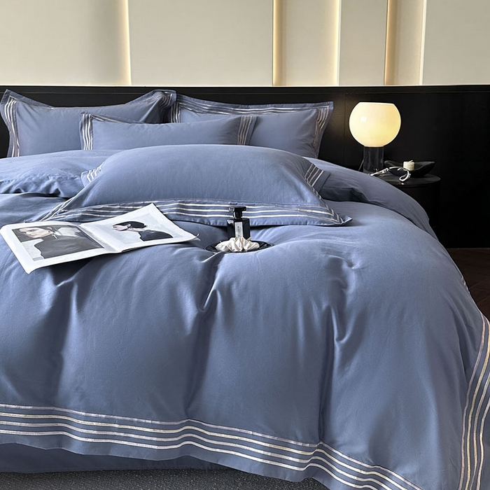 91家纺网 家纺一手货源 找家纺 小叮当家纺仓储工厂店 2025新款A类(买家秀 不断货)全棉纯棉长绒棉纯棉加厚刺绣磨毛四件套-千浔系列 千浔-海茵蓝