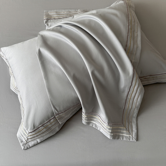 91家纺网 家纺一手货源 找家纺 小叮当家纺仓储工厂店 2025新款A类(买家秀 不断货)全棉纯棉长绒棉纯棉加厚刺绣磨毛四件套-千浔系列 千浔-天空灰