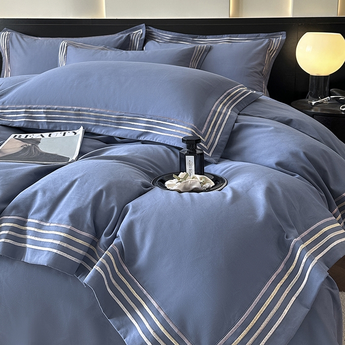 91家纺网 家纺一手货源 找家纺 小叮当家纺仓储工厂店 2025新款A类(买家秀 不断货)全棉纯棉长绒棉纯棉加厚刺绣磨毛四件套-千浔系列 千浔-海茵蓝