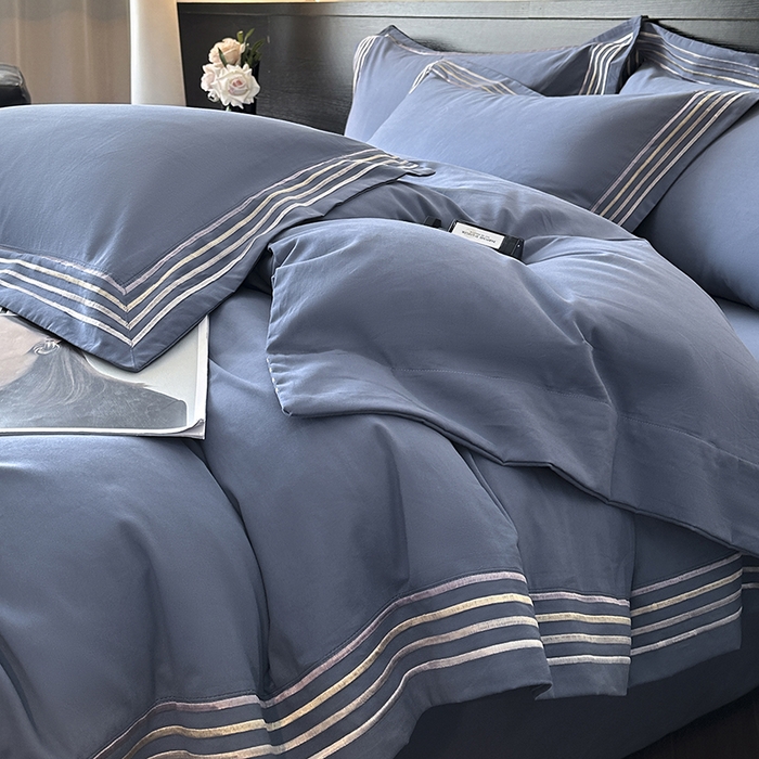 91家纺网 家纺一手货源 找家纺 小叮当家纺仓储工厂店 2025新款A类(买家秀 不断货)全棉纯棉长绒棉纯棉加厚刺绣磨毛四件套-千浔系列 千浔-海茵蓝