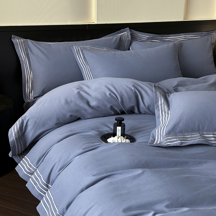 91家纺网 家纺一手货源 找家纺 小叮当家纺仓储工厂店 2025新款A类(买家秀 不断货)全棉纯棉长绒棉纯棉加厚刺绣磨毛四件套-千浔系列 千浔-海茵蓝