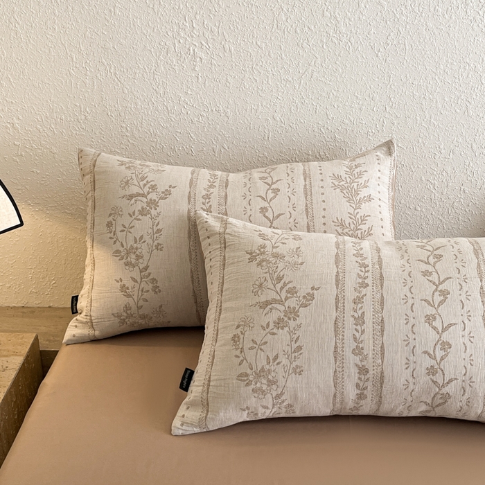 91家纺网 家纺一手货源 找家纺 小叮当家纺仓储工厂店 2025新款秋冬(买家秀 不断货)A类亲肤全棉纯棉色织水洗三层纱提花纯棉四件套 浪漫花韵-咖