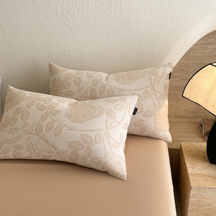 91家纺网 家纺一手货源 找家纺 小叮当家纺仓储工厂店 2025新款秋冬(买家秀 不断货)A类亲肤全棉纯棉色织水洗三层纱提花纯棉四件套 望月-咖