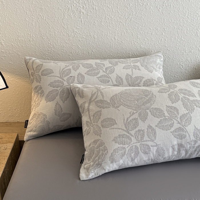 91家纺网 家纺一手货源 找家纺 小叮当家纺仓储工厂店 2025新款秋冬(买家秀 不断货)A类亲肤全棉纯棉色织水洗三层纱提花纯棉四件套 望月-灰