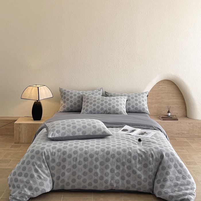 91家纺网 家纺一手货源 找家纺 小叮当家纺仓储工厂店 2025新款秋冬(买家秀 不断货)A类亲肤全棉纯棉色织水洗三层纱提花纯棉四件套 波妞-灰