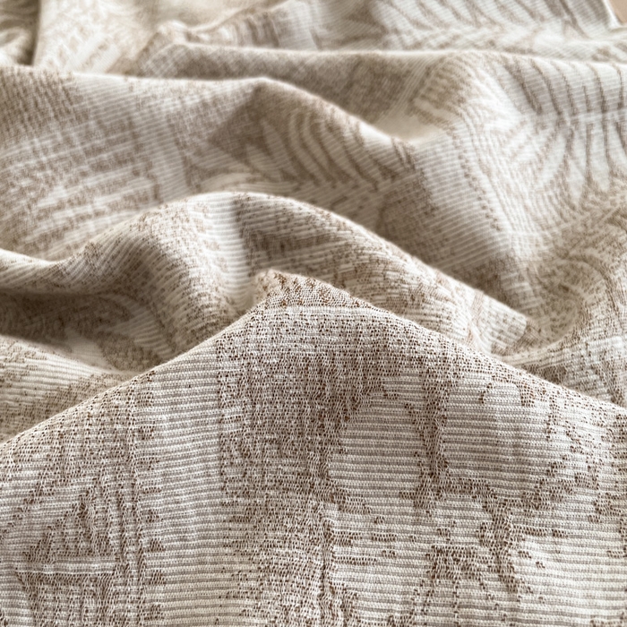 91家纺网 家纺一手货源 找家纺 小叮当家纺仓储工厂店 2025新款秋冬(买家秀 不断货)A类亲肤全棉纯棉色织水洗三层纱提花纯棉四件套 棕榈韵致-咖