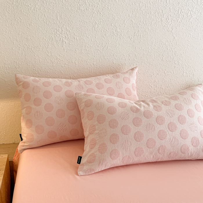 91家纺网 家纺一手货源 找家纺 小叮当家纺仓储工厂店 2025新款秋冬(买家秀 不断货)A类亲肤全棉纯棉色织水洗三层纱提花纯棉四件套 波妞-粉